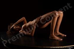 Nude Woman Black Laying poses - ALL Slim Laying poses - on back medium black Standard Photoshoot Pinup